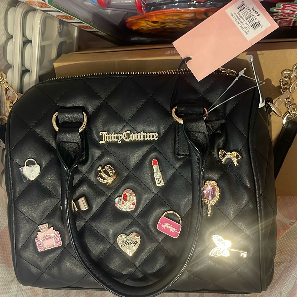 NWT Juicy Couture Juicy Girl Only Satchel - Liquorice with pins